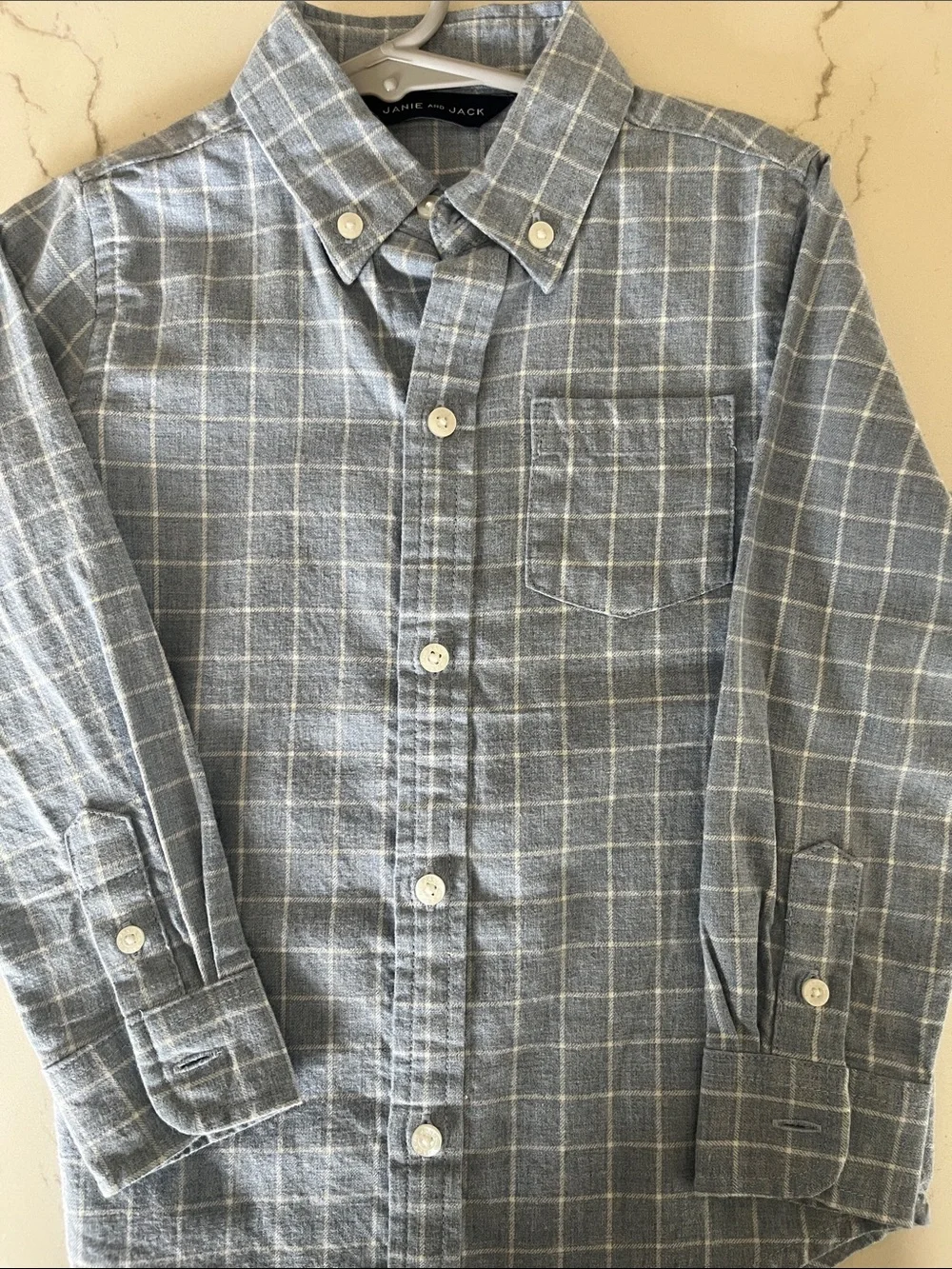 Janie and Jack Navy, Light Blue & White Plaid Button-Down Shirts